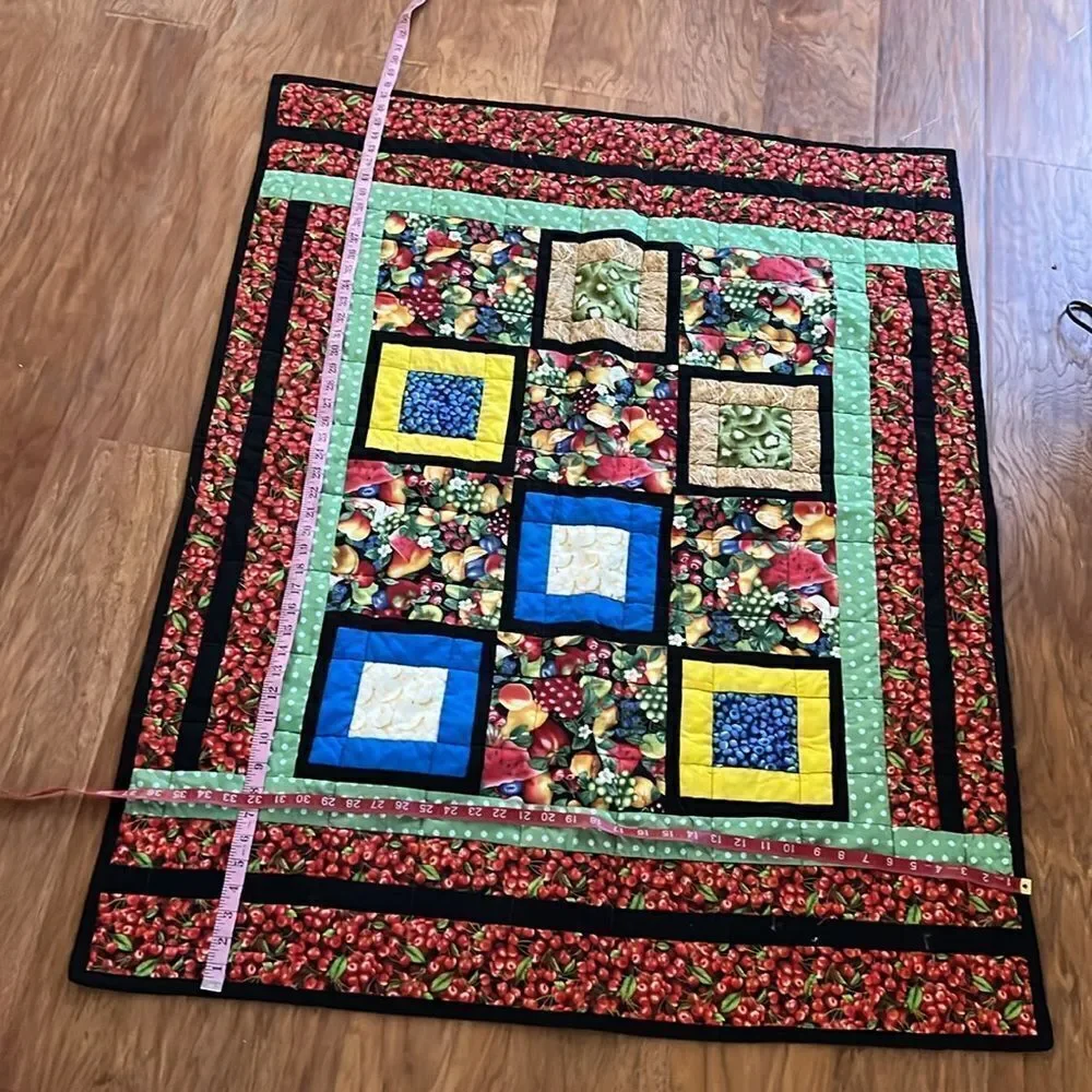 Stitches For Kids Quilt 48 In X 38 Rectangle Kiwi Blueberry Vegetables Cherries
